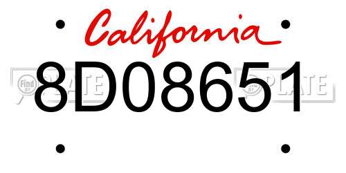 8D08651 California License Plate