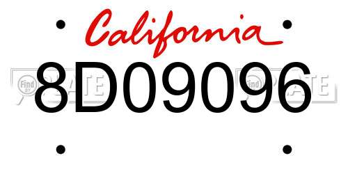 8D09096 California License Plate