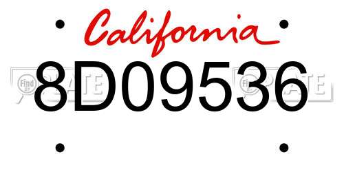 8D09536 California License Plate