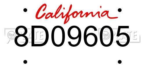 8D09605 California License Plate