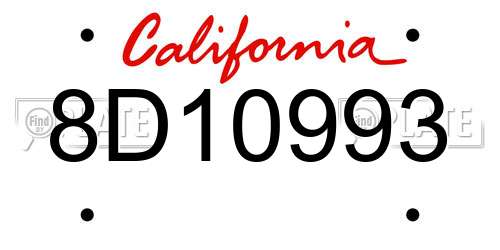 8D10993 California License Plate