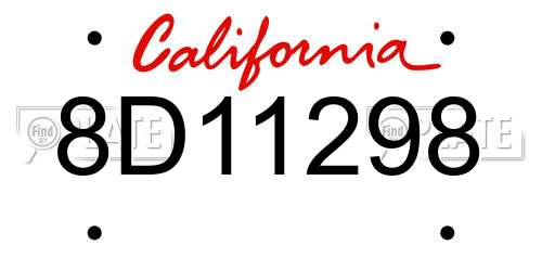 8D11298 California License Plate