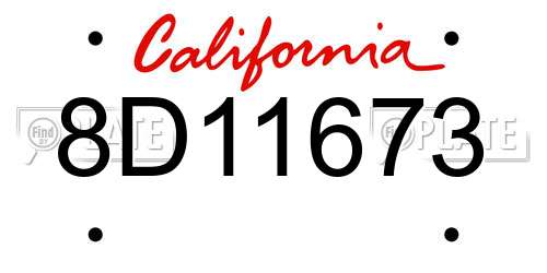 8D11673 California License Plate