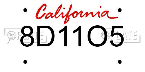 8D11O5 California License Plate