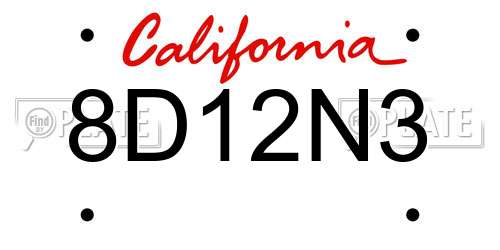 8D12N3 California License Plate