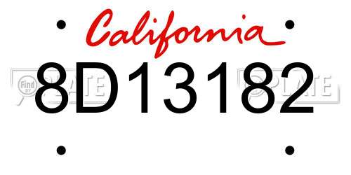 8D13182 California License Plate