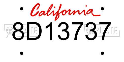 8D13737 California License Plate