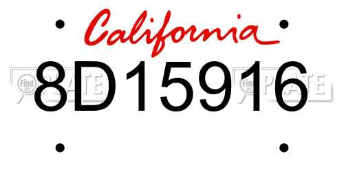8D15916 California License Plate