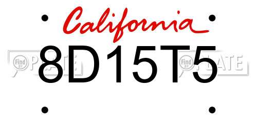 8D15T5 California License Plate