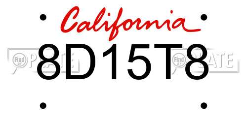 8D15T8 California License Plate