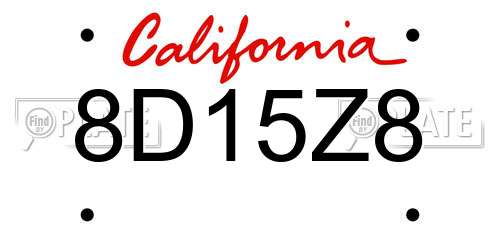8D15Z8 California License Plate