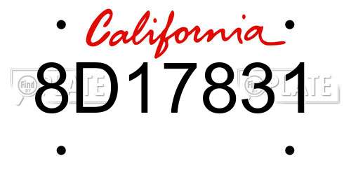 8D17831 California License Plate