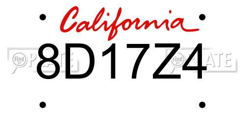 8D17Z4 California License Plate