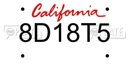 8D18T5 California License Plate