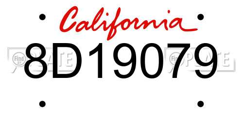 8D19079 California License Plate