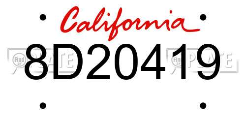 8D20419 California License Plate