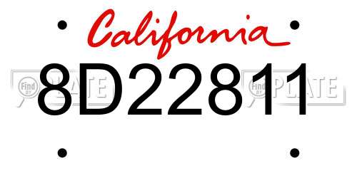 8D22811 California License Plate