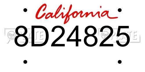 8D24825 California License Plate