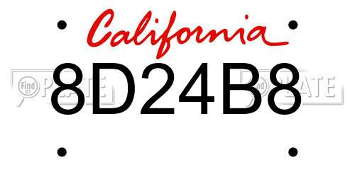 8D24B8 California License Plate