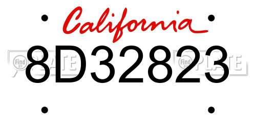 8D32823 California License Plate