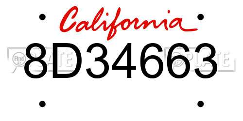 8D34663 California License Plate