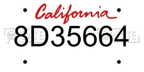 8D35664 California License Plate