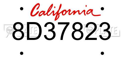 8D37823 California License Plate