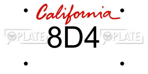 8D4 California License Plate