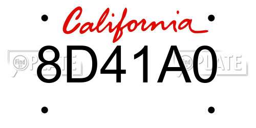 8D41A0 California License Plate
