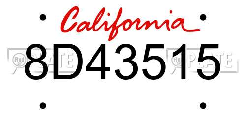 8D43515 California License Plate