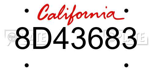 8D43683 California License Plate