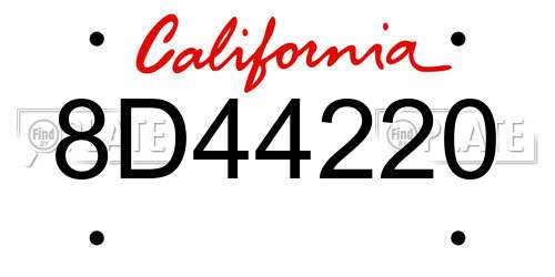 8D44220 California License Plate