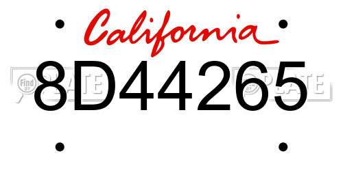 8D44265 California License Plate
