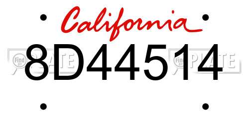 8D44514 California License Plate