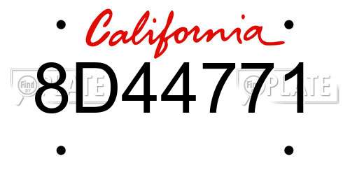 8D44771 California License Plate