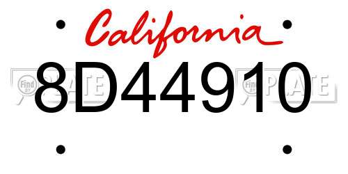 8D44910 California License Plate