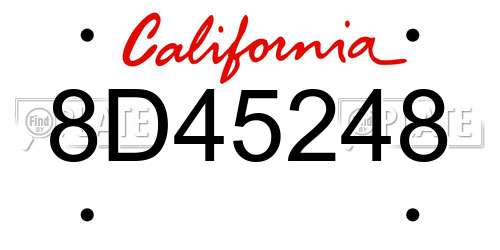 8D45248 California License Plate