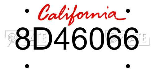 8D46066 California License Plate