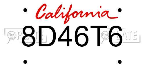 8D46T6 California License Plate