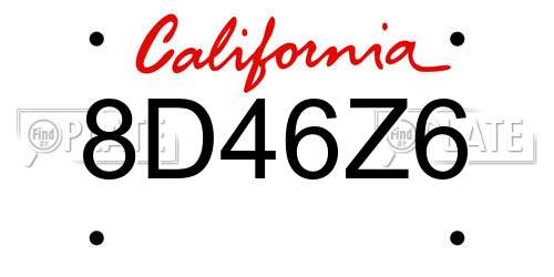 8D46Z6 California License Plate