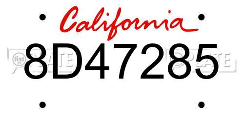 8D47285 California License Plate