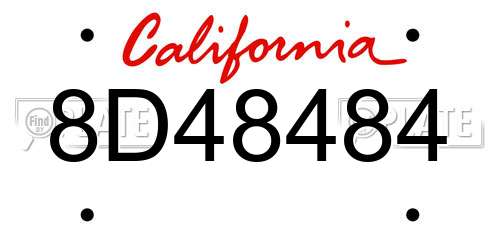 8D48484 California License Plate