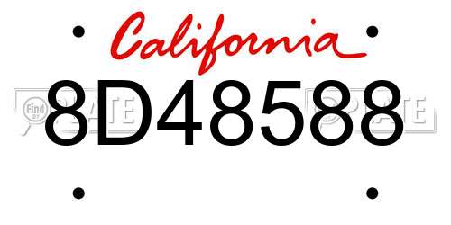 8D48588 California License Plate