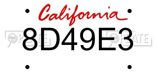 8D49E3 California License Plate