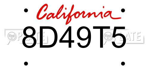 8D49T5 California License Plate
