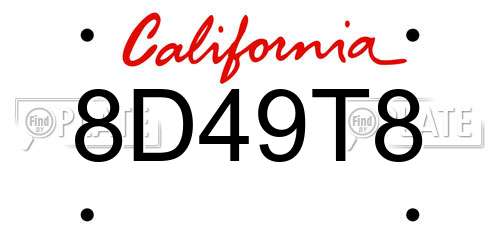 8D49T8 California License Plate