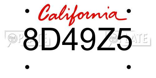 8D49Z5 California License Plate