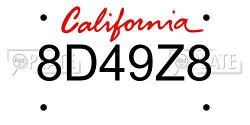 8D49Z8 California License Plate