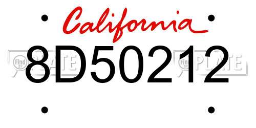 8D50212 California License Plate