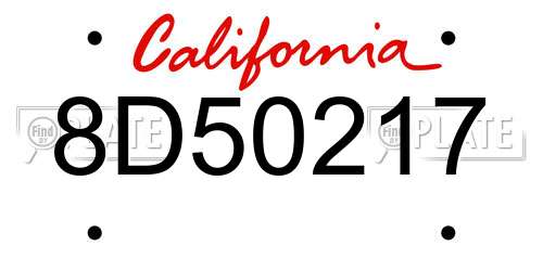 8D50217 California License Plate
